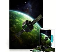 Puzzle de 1000 pièces Satellite dans Une planète Verte pour Adolescents, Jeu de logique et de Train, Anti-Stress, découpe Lisse, Cadeau mémorable (50x75cm)