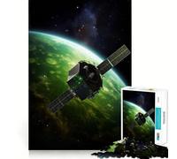 Puzzle de 1000 pièces Satellite dans Une planète Verte pour Adolescents Puzzle Facile à Assembler et à découper pour Les vœux du Père Noël (38x52cm)