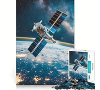 Puzzle de 1000 pièces Satellite en orbite Autour de la Terre pour Adolescents Puzzle Facile à Assembler et à découper pour Les vœux du Père Noël (38x52cm)