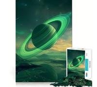 Puzzle de 1000 pièces Saturne avec Anneaux Verts pour Adolescents, défi intellectuel, Passe-Temps Calme, découpe précise, Cadeau saisonnier (38x52cm)