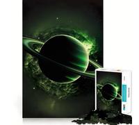 Puzzle de 1000 pièces Saturne en Vert pour Adolescents Jeu de logique et de Train Anti-Stress Découpe Lisse Cadeau mémorable (38x52cm)