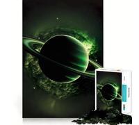 Puzzle de 1000 pièces Saturne en Vert pour Adultes Améliore la mémoire et soulage l'anxiété Décoration Murale aux Bords Nets (50x75cm)