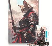 Puzzle de 1000 pièces Savannah Cat Samurai pour Adolescents Puzzle Facile à Assembler et à découper pour Les vœux du Père Noël (50x75cm)