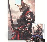 Puzzle de 1000 pièces Savannah Cat Samurai pour Adolescents Puzzle Facile à Assembler et à découper pour Les vœux du Père Noël (50x75cm)