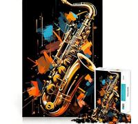 Puzzle de 1000 pièces Saxophone Jazz pour Adultes et Adolescents Un pour se ressourcer, se détendre et s’évader grâce à sa Peinture Découpe Lisse (38x26cm)
