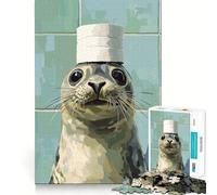 Puzzle de 1000 pièces Sceau avec Chapeau en Papier Toilette pour Adolescents Un Jeu de logique Solide, Amusant et paisible, avec Une découpe de précision, Un Cadeau Exceptionnel (38x52cm)