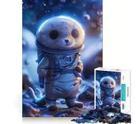 Puzzle de 1000 pièces Sceau Cosmonaute dans l'espace pour Adolescents, Jeu de logique et de Train, décoration Murale légère et relaxante aux découpes Lisses (38x26cm)