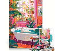 Puzzle de 1000 pièces Sceau dans la Baignoire avec des Plantes pour Adolescents Puzzle Facile à Assembler et à découper pour Les vœux du Père Noël (50x75cm)