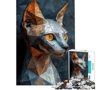 Puzzle de 1000 pièces Sculpture géométrique de Chat Puzzle pour Adultes Jeu Anti-Stress Analyse et logique Idéal comme Cadeau pour Toute la Famille (Dimensions 38x26cm)
