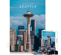 Puzzle de 1000 pièces Seattle City pour Adolescents, idéal pour développer l'esprit d'analyse, Le Calme et Le Plaisir, avec Un Assemblage précis et élégant, Cadeau de Noël Chic (38x52cm)