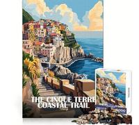 Puzzle de 1000 pièces Sentier côtier des Cinque Terre,Italie Illustration découpée avec précision Jeu de Concentration et de détente Cadeau d'anniversaire Amusant (50x75cm)