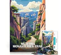 Puzzle de 1000 pièces Sentier des monastères des Météores,Grèce Art découpé avec précision Jeu cognitif et Amusant Loisirs Scène de Noël (50x75cm)