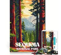 Puzzle de 1000 pièces Sentier du Coucher de Soleil sur Les séquoias pour Adolescents améliore la mémoire, Loisirs faciles, découpe Ferme, décoration Murale (38x52cm)