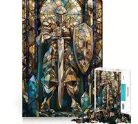 Puzzle de 1000 pièces Sentinelle en vitrail pour Adultes, Jouet Intelligent et Amusant d'intérieur, découpe Lisse, Père Noël, vœux 38x26cm