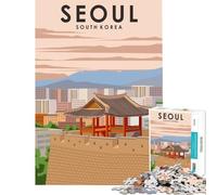 Puzzle de 1000 pièces Séoul Corée du Sud Jouet addictif pour cultiver la Patience Jeu Manuel pour Toute la Famille Cadeau Amusant (Dimensions 38x52cm)