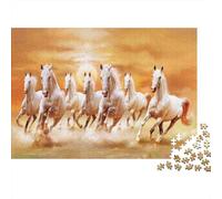 Puzzle de 1000 pièces « Sept Chevaux Blancs au Galop » : Un Jeu éducatif pour Adultes, Une Belle décoration et Un défi Stimulant (Niveau de), idéal comme Cadeau d'anniversaire. 52 x 38 cm.