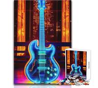Puzzle de 1000 pièces Sérénade néon et Guitare Un Jeu Relaxant pour occuper Son Temps Libre Découpe précise et régulière Dimensions 38x52cm