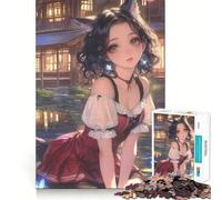 Puzzle de 1000 pièces Serene FoxGirl Reflection pour Adolescentes, Puzzle Relaxant et Amusant, Cadeau touchant (50x75cm)