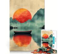 Puzzle de 1000 pièces Sérénité au Coucher du Soleil sur Le lac pour Adultes, idéal pour stimuler la mémoire et Partager Un Moment de Joie en Famille, Motif à Assembler, Cadeau du Père Noël 50x75cm