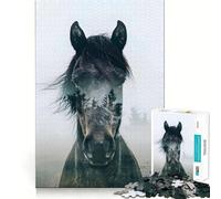 Puzzle de 1000 pièces Sérénité du Cheval Sauvage pour Adolescents Jeu de mémoire et de Concentration de qualité Professionnelle,activité de Groupe relaxante en intérieur (38x52cm)