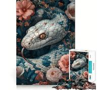 Puzzle de 1000 pièces Serpent Blanc dans Une Fleur pour Adolescents Un Jeu Amusant et ressourçant,des pièces Parfaitement emboîtables sans espaces,Une activité idéale pour Une soirée en Famille