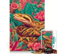 Puzzle de 1000 pièces Serpent dans Un décor Floral Tropical pour Adolescents, idéal pour développer la mémoire, se détendre et Profiter d'un Moment de Plaisir Bords Nets Surprise de Noël (50x75cm)