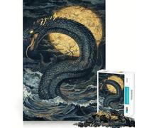 Puzzle de 1000 pièces Serpent de mer sous la Lune pour Adolescents, Jeu de logique et de Train, Anti-Stress, découpe Lisse, Cadeau mémorable (38x26cm)