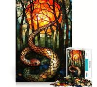 Puzzle de 1000 pièces Serpent en vitrail pour Adultes et Adolescents, Jeu de réflexion apaisant, Cadeau de Noël idéal 50x75cm
