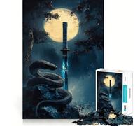 Puzzle de 1000 pièces Serpent, Épée et Clair de Lune pour Adolescents Jeu de logique mentale Silencieux et précis pour Les vœux du Père Noël (38x26cm)