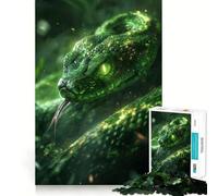 Puzzle de 1000 pièces Serpent néon Vert pour Adultes et Adolescents, Jeu de réflexion Amusant à Partager, découpe soignée, Cadeau Exceptionnel (38x26cm)