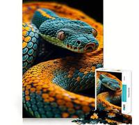 Puzzle de 1000 pièces Serpent Orange et Vert pour Adolescents Jeu de réflexion Jouet à Partager Découpe Nette (38x26cm)