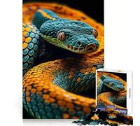 Puzzle de 1000 pièces Serpent Orange et Vert pour Adultes Améliore la mémoire et Le Plaisir de Jouer Ensemble Bords précis Cadeau saisonnier (38x52cm)