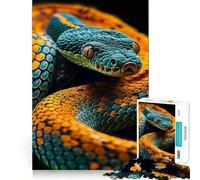 Puzzle de 1000 pièces Serpent Orange et Vert pour Adultes Améliore la mémoire et Le Plaisir de Jouer Ensemble Bords précis Cadeau saisonnier (38x52cm)