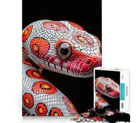 Puzzle de 1000 pièces Serpent Rouge et Blanc pour Adolescents Développe la mémoire Confortable et Relaxant Découpe Ferme Cadeau Festif (50x75cm)
