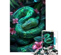 Puzzle de 1000 pièces Serpent Vert émeraude Difficile et Stimulant Améliore la mémoire Jouet de décoration intérieure À partir de 14 Ans (38x52cm)