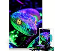 Puzzle de 1000 pièces Serpent Vert néon et Violet pour Adultes et Adolescents, Jeu de réflexion Amusant à Partager, découpe soignée, Cadeau Exceptionnel (38x52cm)