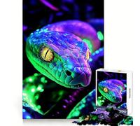 Puzzle de 1000 pièces Serpent Vert néon et Violet pour Adultes et Adolescents, Jeu de réflexion Amusant à Partager, découpe soignée, Cadeau Exceptionnel (38x52cm)