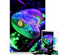 Puzzle de 1000 pièces Serpent Vert néon et Violet pour Adultes Jeu Intelligent, apaisant et Amusant Motif à Assembler Cadeau élégant (38x26cm)