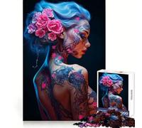 Puzzle de 1000 pièces Sexy Floral Neon Girl pour Adolescents, Jeu de logique et de précision, Cadeau élégant 38x26cm