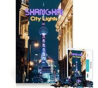 Puzzle de 1000 pièces Shanghai City Lights pour Adultes, idéal pour stimuler la mémoire et Partager Un Moment de Joie en Famille, Motif à Assembler, Cadeau du Père Noël 38x52cm