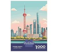 Puzzle De 1000 Pièces Shanghai Skyline Puzzles pour Adultes Activités Familiales Stimule Le Cerveau Idéal comme Cadeau pour Toute La Famille 52x38cm/1000pcs