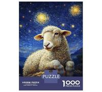 Puzzle De 1000 Pièces Sheep Under Starry Night Puzzles pour Adultes - Anti-Stress - Interaction Parent-Enfant - Cadeaux d'anniversaire Et De Noël Uniques 38x26cm/1000pcs