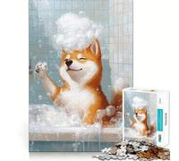 Puzzle de 1000 pièces Shiba Inu pour Le Bain, idéal pour Les Adolescents Exercice Mental, détente et création d'une liste de souhaits pour Le Père Noël 50x75cm