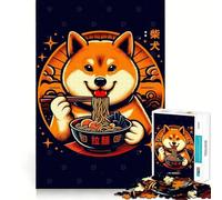Puzzle de 1000 pièces Shiba Inu Ramen pour Adolescents Jeu Intelligent et Complice Assemblage d'une Image Pièce d'art 50x75cm