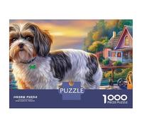 Puzzle de 1000 pièces Shih Tzu en Carton épais, avec Langue dressée, idéal pour Adultes et débutants. Cadeau Parfait pour fêtes et Jours de Pluie. Activité d'intérieur. 52 x 38 cm / 1000 pièces