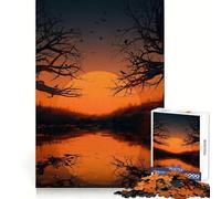 Puzzle de 1000 pièces Shilhouette Branche d'arbre pour Adultes Stimule la mémoire Joie familiale Assemblage Motif Vœux du Père Noël 38x26cm