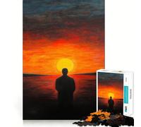 Puzzle de 1000 pièces Silhouette Coucher de Soleil Adolescents Stimule la mémoire Jeu apaisant Bords Nets Cadeau de Noël 38x52cm