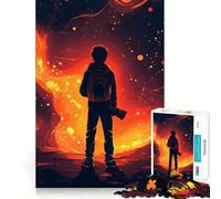 Puzzle de 1000 pièces Silhouette dans Un feu Cosmique pour Adultes et Adolescents Amélioration de la mémoire Détente et légèreté Découpe Nette 38x52cm