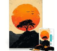 Puzzle de 1000 pièces Silhouette d'arbre au Coucher du Soleil pour Adolescents, Jeu d'exercice Mental, Relaxation, Assemblage, liste de souhaits du Père Noël 38x26cm