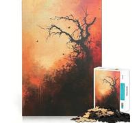 Puzzle de 1000 pièces Silhouette d'arbre au Coucher du Soleil pour Adultes, Jeu de logique, Jeu d'intérieur, découpe de précision, Cadeau précieux 38x26cm